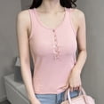 thumbnail image 2 of Rvasteizo Camisole Tops for Women Casual Button Front Sleeveless Round Neck Breathable Summer Ladies Daily Light Casual Tank Blouse, 2 of 5
