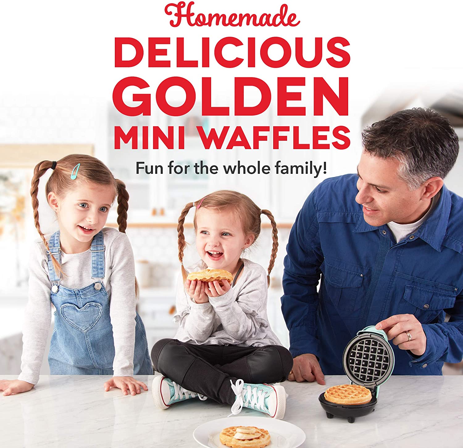 Dash Mini Maker: The Mini Waffle Maker Machine for Individual Waffles,  Paninis, Hash Browns,  other on the go Breakfast, Lunch, or Snacks, with  Easy Clean, Dual Non-stick Sides Aqua