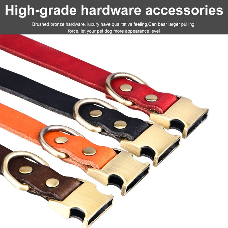 Rosnek Leather Dog Collar Cowhide Leather Dog Collars Top High Quality Grade Pet Training Collar for Big Dogs Adjustable Collar for Dog