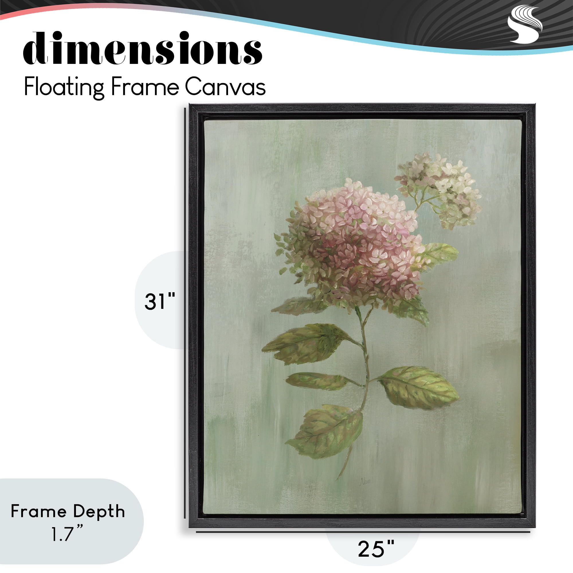 Stupell Industries Vintage Hydrangea Bushel Black Framed Floater Canvas Wall Art, design by Nan