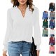 thumbnail image 3 of Blusas de manga larga con cuello en V, blusas con volantes y mangas abullonadas para mujer, blusas de moda con mangas abullonadas, diseño exquisito, 3 of 5