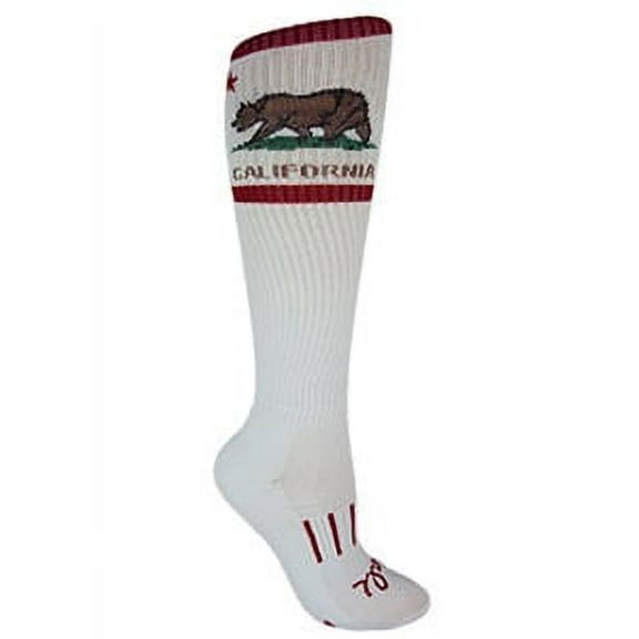 MOXY Socks White with Red CALI Bear Performance Knee-High Socks