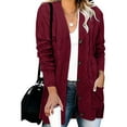 thumbnail image 2 of Outfmvch Sweaters For Women Cardigan Sweaters For Women Womens Casual Knit Cardigan Sweater Large Size Loose Twist Button Jacket Women Womens Sweaters Wine 2Xl, 2 of 4