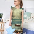 thumbnail image 4 of Fotbe Serene Coastal Blue Sky Vestido de Dormir para Niñas de 3 a 10 Años, Mangas Cortas, Estilo Princesa, Pijama Camisón con Mangas Voladas-Large, 4 of 6