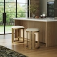 thumbnail image 2 of Nathan James Veya Modern Backless Bar Stool, Barrel Bar Stool with Boucle Upholstery and Solid Wood Legs, Light Brown, 2 of 5