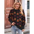 thumbnail image 5 of Women'S Fall Leaf Trendy Jacquard Sweater Casual Knitted Soft Cozy Pullover Sweaters, 5 of 7