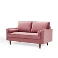 thumbnail image 1 of Loveseat Sofa, Velvet, Pink, Modern Contemporary Urban Design, Living Lounge Room Hotel Lobby Hospitality, 1 of 9