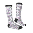 thumbnail image 3 of Daiia Sports Socks Violets Flowers Printed Novelty Crew Socks for Men Women Knee High Socks Cotton Socks Soft & Breathable Support Unisex Socks, 3 of 9