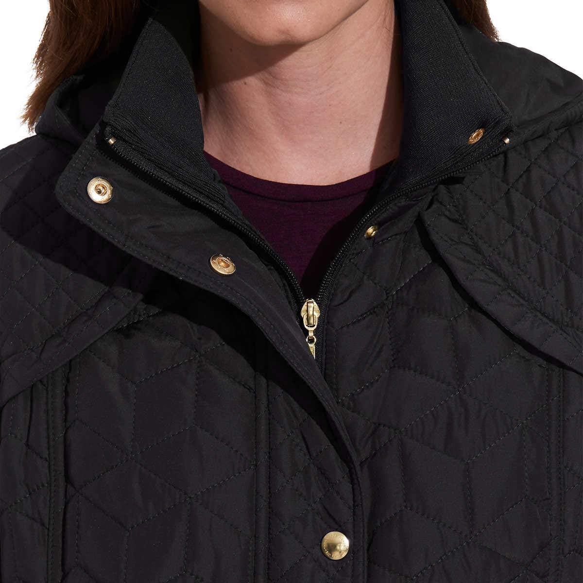 weatherproof quilted hooded walker coat