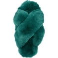 thumbnail image 4 of INC Womens Green Crisscross Straps Faux Fur Finish Comfort Yayla Round Toe Platform Slip On Slippers 8 M, 4 of 4