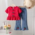 thumbnail image 5 of JUMEYU Kids Short Sleeve Pants Set Girl Clothes Cute Cool Girl Tops Pants 2 Piece Girls Summer Outfits Size 6-7 (Red,6-7 Years), 5 of 8