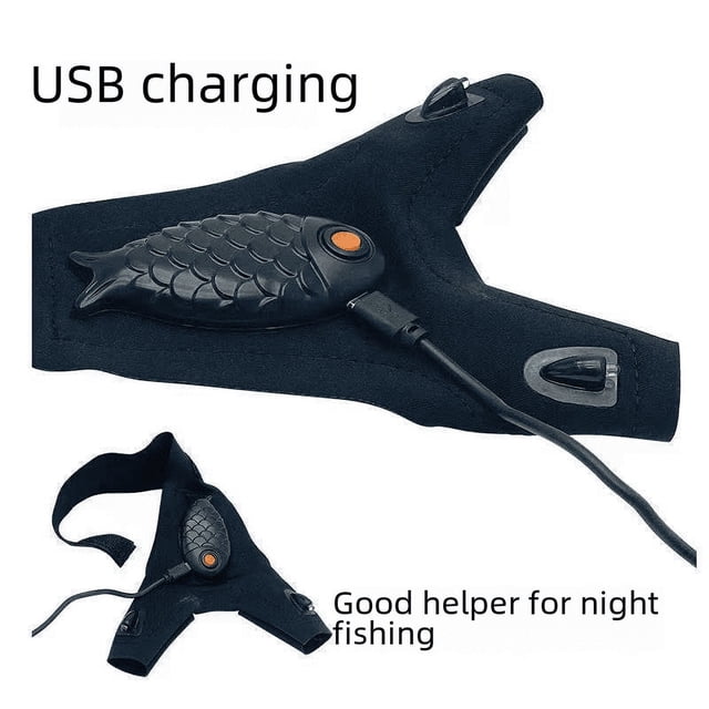 Guantes de pesca, linterna, luces para acampar, protector solar de dos dedos, transpirables, para exteriores, luces para correr de noche, guantes