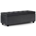 thumbnail image 1 of Simpli Home Hamilton 48" Transitional Rectangle Ottoman in Black Faux Leather, 1 of 7
