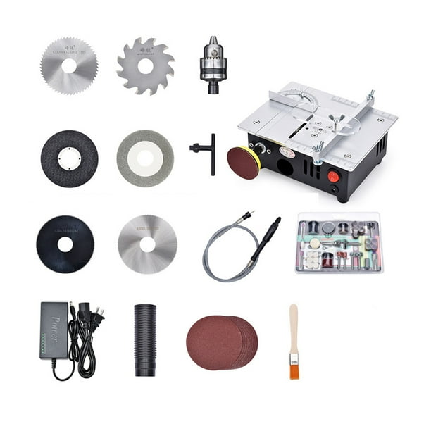 Eigraketly Mini sierra de multifuncional, sierras eléctricas de 96W, pequeña herramienta de corte DIY, torno de banco para carpintería con Herramientas eléctricas conjunto completo Enchufe de la UE