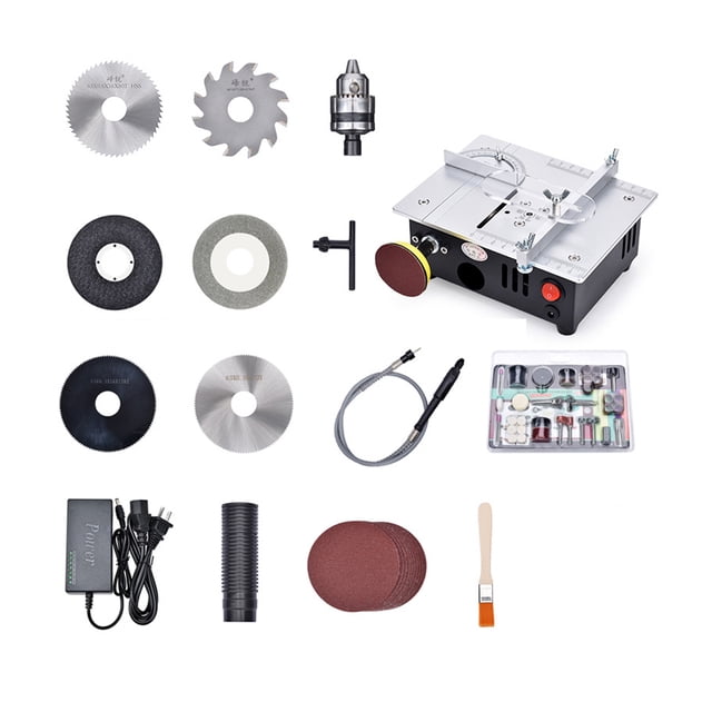 Mini sierra de multifuncional, sierras eléctricas de 96W, pequeña herramienta de corte DIY, torno de banco para carpintería con Herramientas eléctricas conjunto completo Enchufe de la UE Riwesomey TO011855-10B