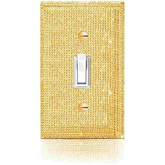 Rhinestone Switch Cover 1 Pack,Glitter Rhinestones Light Switch Cover,Switch Diamond Face Cover,Bling Outlet Covers for Home Decor,Diamond-Encrusted Switch Panel (Gold)