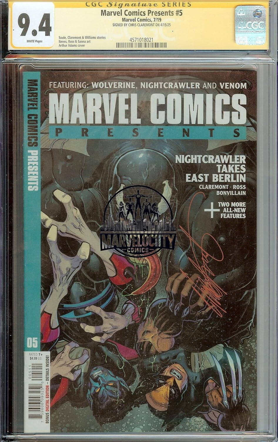 Autographed Marvel Comics Presents #5 X-Men Wolverine Daughter 1st Rein Appearance CGC 9.4 Signed Chris Claremont