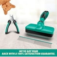 thumbnail image 2 of Ruff 'N Ruffus Self-Cleaning Pet Slicker Brush For Cats & Dogs With All Hair Types + FREE Pet Nail Trimmers, Aqua, 2 of 9