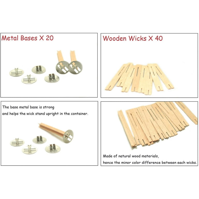 EricX Light 5 inch Cross Wooden Candle Wicks, 20 Sets, Wood Candle Wicks  for Candle Making, Candle DIY