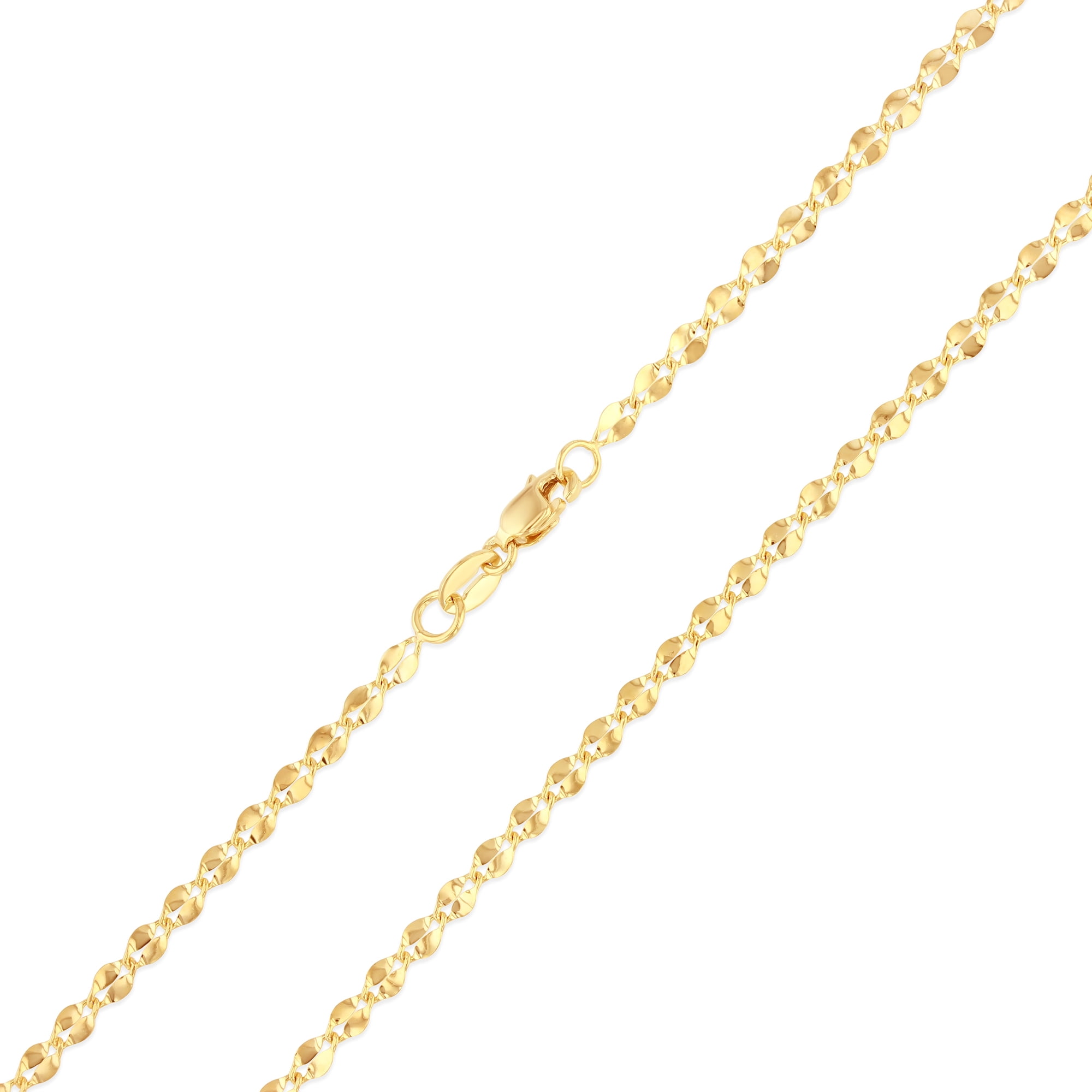 14K Yellow OR White Solid Gold 0.8mm Square Wheat Diamond Cut Chain Necklace with Lobster Clasp Ioka 14K Yellow OR White Solid Gold 0.8mm Square Wheat Diamond Cut Chain Necklace with Lobster Clasp Ioka