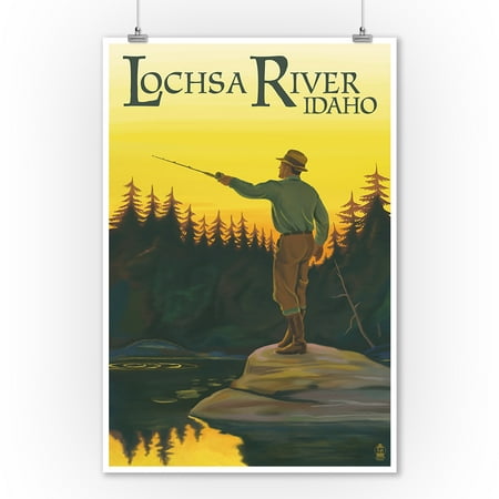 Lochsa River, Idaho - Fly Fishing Scene - Lantern Press Poster (9x12 Art Print, Wall Decor Travel (Best Fly Fishing Rivers In Idaho)