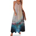 thumbnail image 1 of Vestido sin mangas con paisaje abstracto rosa y beige, vestido suelto para mujer, vestidos de novia para fiestas, 1 of 7