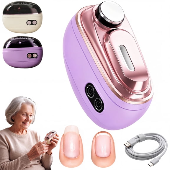 Smart Electric Nail Clipper & Polisher, Electric Nail Clipper for Seniors, 2-in-1 Automatic Nail Trimmer with LED Light.