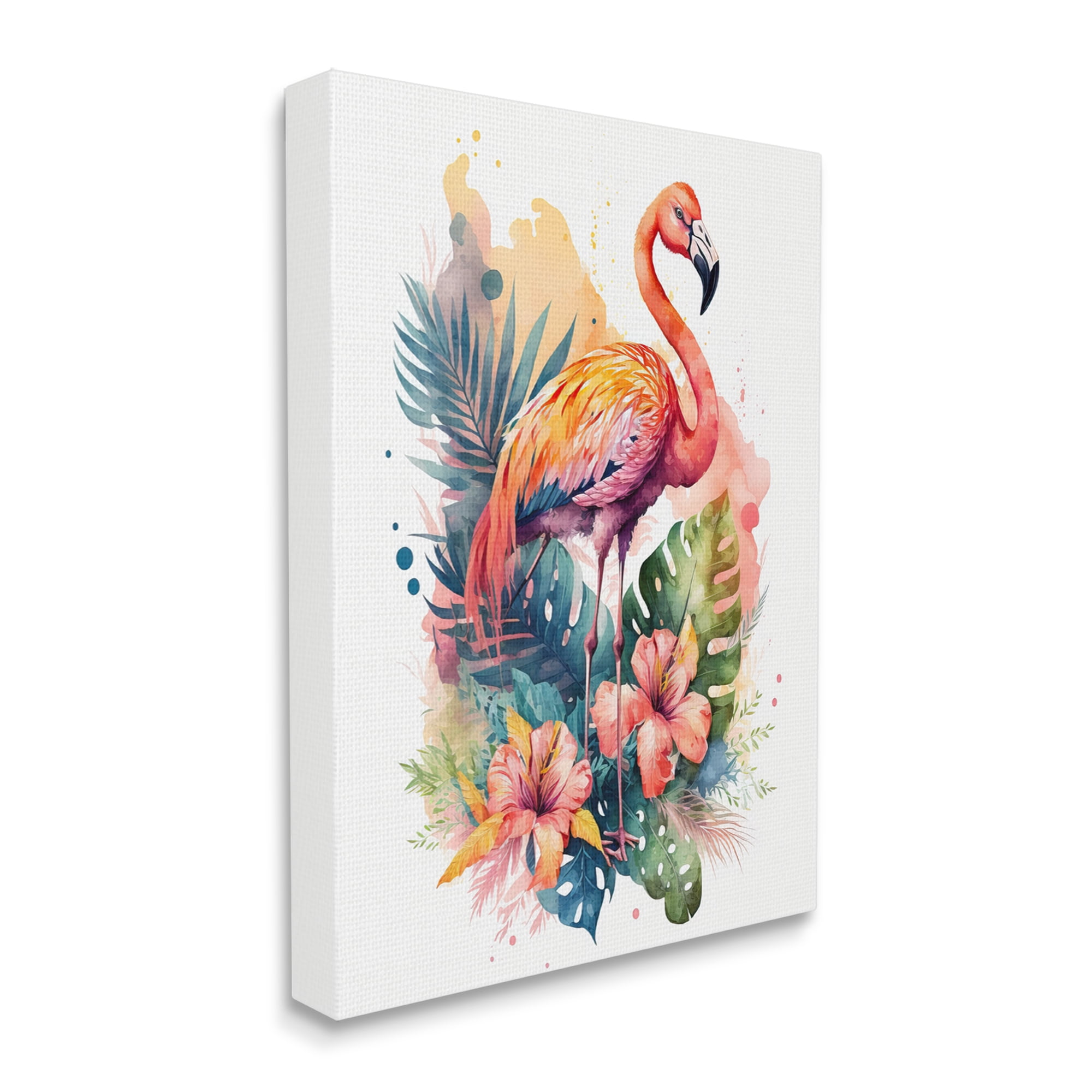 Stupell Industries Modern Tropical Flamingo Animals & Insects Painting Gallery Wrapped Canvas Art Print Wall Art, 16 x 20