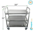 thumbnail image 3 of AmGood Stainless Steel Dining Cart - 3 Shelf Heavy Duty Utility Cart on Wheels (Medium - 34" Legth x 18" Width), 3 of 6