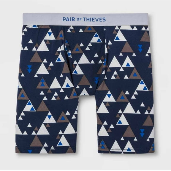 Pair of Thieves Men's Super Fit Long Leg Boxer Briefs - Blue Geometric - (Small 28"-30")