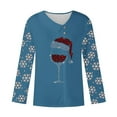 thumbnail image 4 of Haut de Noël Zanvins pour Femmes, Chemisier T-Shirt à Col en V Mode Décontracté Imprimé à Boutons pour Femmes, Hauts Chemisier, 4 of 4