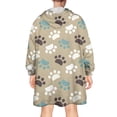 thumbnail image 2 of Paw Prints Wearable Oversized Blanket,Wearable Blanket Hoodie for Adults,Cozy Hooded Blankets with Super Pockets,Super Warm Fuzzy Pullover for Women & Men, 2 of 6