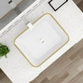 thumbnail image 5 of Dcolora 19"x15" Rectangular Vessel Sink with Golden Rim – White Ceramic Bathroom Sink, Modern Above Counter Vanity Basin, Stylish Sink for Bathroom Remodel, Luxury Lavatory Sink, 5 of 6