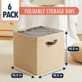 thumbnail image 4 of Ornavo Home 10.5 x 10.5 Storage Cube Bins, 6 Pack Jute Baskets, Fabric Storage Bins Shelf Basket Cube Organizer for Closet Foldable Collapsible with Leather Handles, 4 of 8