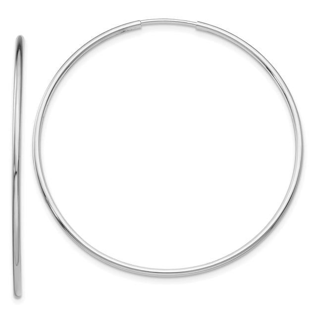 14k White Gold Endless Tube Hoop Earrings Round
