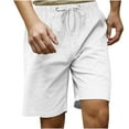thumbnail image 2 of Mens Cotton Linen Shorts Casual Drawstring 7inch Inseam Shorts Stretch Summer Beach Wear Big and Tall Size S-5XL White, 2 of 5