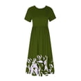 thumbnail image 4 of Ecqkame Womens Dresses Loose Casual Printed Short Sleeve Round Neck Vacation Summer Long Dresses for Women B-Green L, 4 of 5