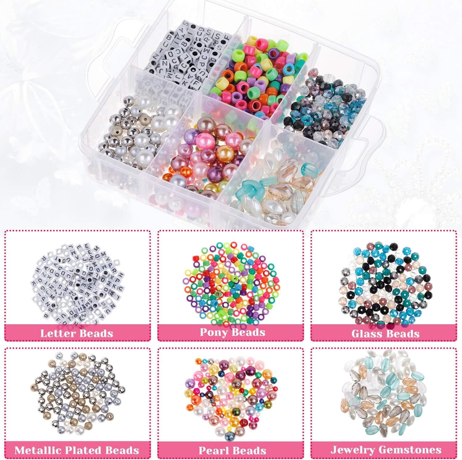 1171Pcs Beads for Bracelets Making Multi-Colored Hair Beads 27 Colors Friendship Bracelet Beads Jewelry Making Kits for Craft