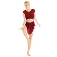 thumbnail image 2 of Xnihocha Women Girls Sheer Mesh Ballet Leotard Modern Lyrical Dance Costume Performance Dancewear Wine_Red Large, 2 of 7