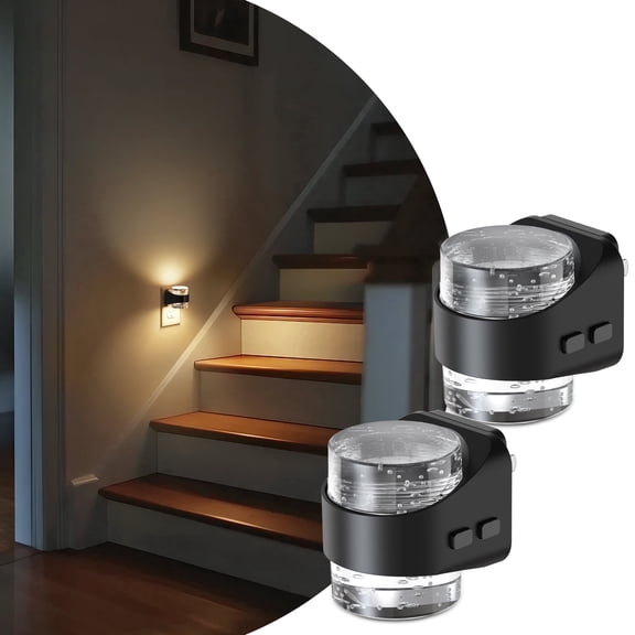 YANSUN 2 Pack1W Integrated LED Black 3CCT Plug in Night Light with Memory, Acrylic Bubble Short Column, Slide Dimming, Light Sensor for Besroom