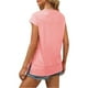 thumbnail image 4 of Blusas,Camiseta informal para mujer, holgada, cuello redondo, manga corta, blusa de poliéster con abertura lateral, color liso para uso diario, sopatenor, 4 of 8