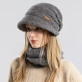 thumbnail image 2 of XIAOCHA Women’S Brim‑Attached Beanie Solid Casual Fall‑Winter Toque,H, 2 of 4