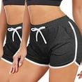 thumbnail image 2 of Lenpel Women's Running Shorts 2 Pc High Waisted Drawstring Color Block Booty Workout Yoga Shorts Comfy Athletic Shorts, 2 of 7