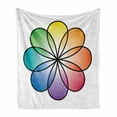 thumbnail image 1 of Rainbow Soft Flannel Fleece Blanket, Flower of Life Design with Colorful Petals Eastern Chinese Feng Shui Themed Design, Cozy Plush for Indoor and Outdoor Use, 70" x 90", Multicolor, by Ambesonne, 1 of 6