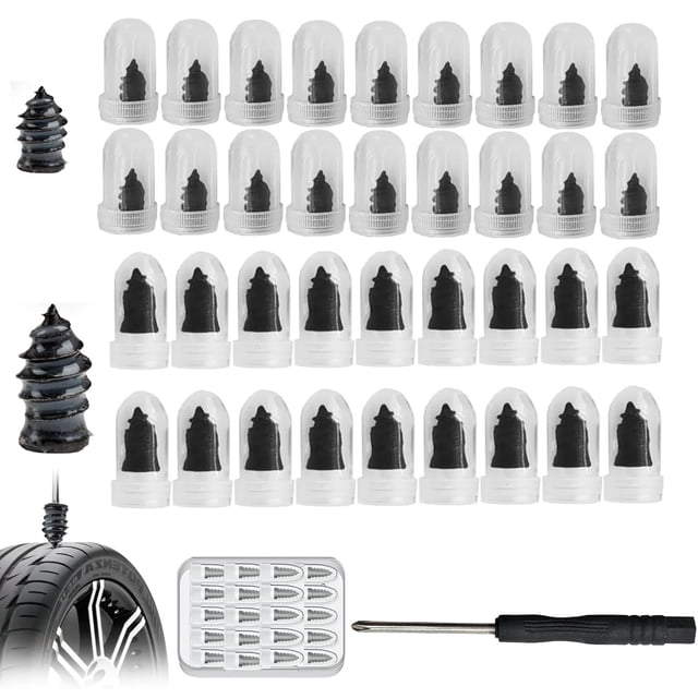 Kit de 40 Clavos de Goma para Reparación de Neumáticos para Auto y Motocicleta