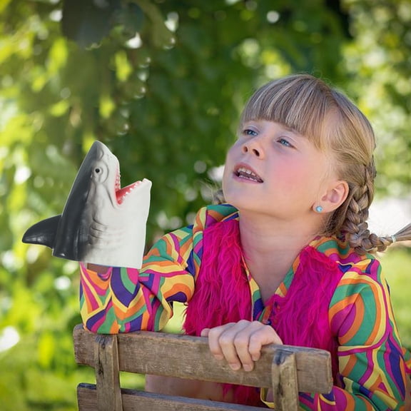 EXHUMKY 2Pcs Shark Head Hand Puppets Assorted Colors Durable Material for Playing Fun