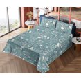 thumbnail image 4 of Ambesonne British Vibes Fitted & Flat Sheet with Shams 4 Pcs Set, English Tea Time Art, Queen, Cadet Blue Eggshell, 4 of 5