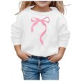 thumbnail image 3 of Girls Sweatshirts Cute Bow Graphic Crew Neck Long Sleeve Pullover Tops For Girl Soft Comfy Unisex Kids Graphic Hoodies White 7-8 Years, 3 of 4