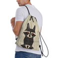 thumbnail image 3 of Drawstring Backpack - Retro Raccoon Graphic Print Splash Proof Small Drawstring Gym Bag for Women Men, Cinch Sports String Bag Backpack for Travel Swimming Beach, 3 of 8