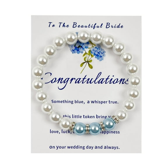 Something Blue Gift for Bride Bridal Shower Gifts for Bride to be Pearl Beads Bracelet Bridal Party Wedding Accessory Jewelry (three blue)